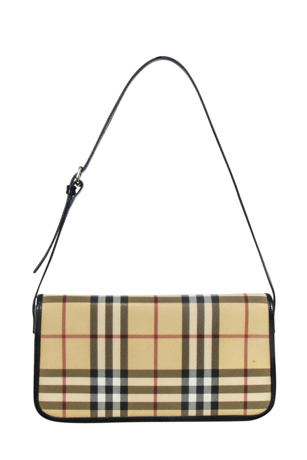 Burberry - Beige Signature Plaid Haymarket Baguette Shoulder Bag