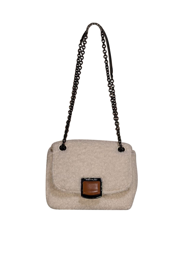 Longchamp - Ivory Shearling Front Flap Crossbody Bag