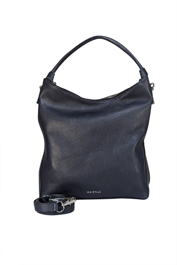 Whistles - Navy Pebbled Leather Satchel Bag