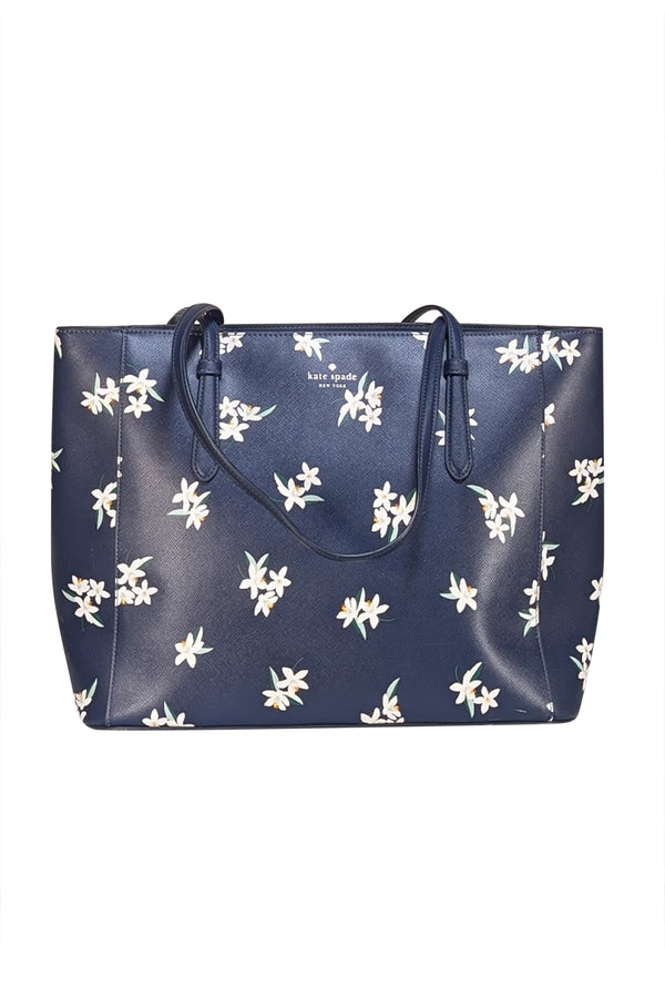 Kate Spade - Navy w/ White Floral Print Tote Bag