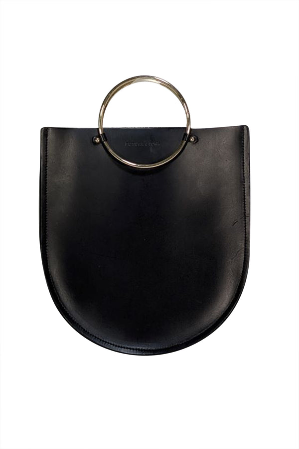 Future Glory - Black w/ Gold Circular Handles Rockwell Midi" Handbag"