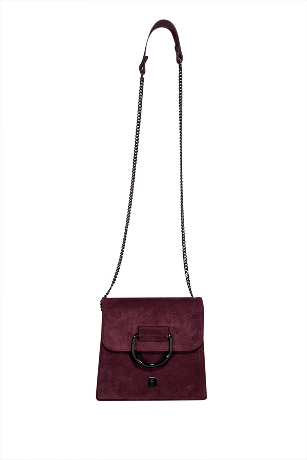 Hogl - Plum Purple Suede Chain Strap Crossbody Bag