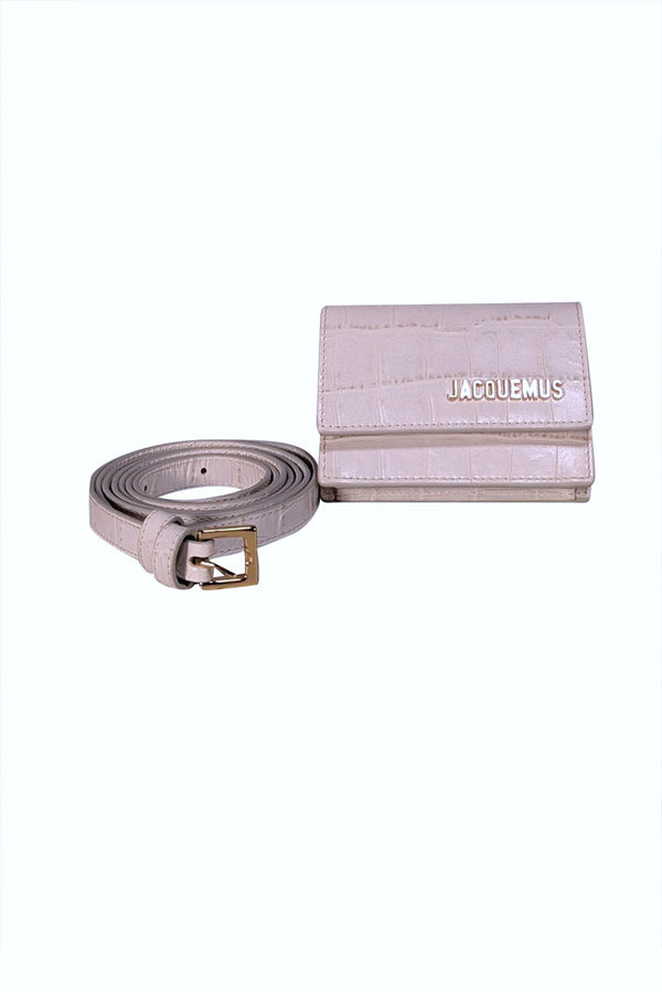 Jacquemus - Ivory La Ceinture Bello" Croco Embossed Belt Bag"