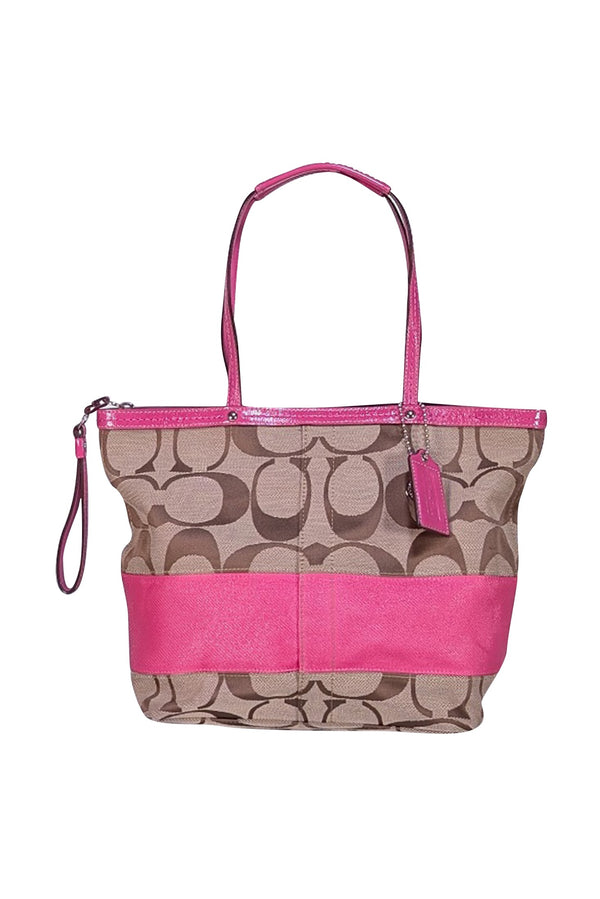 Coach - Beige Canvas Monogram w/ Pink Trims