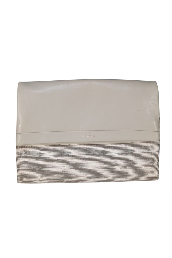 Tiffany & Co. - Beige Smooth & Saffiano Leather Envelope Clucth
