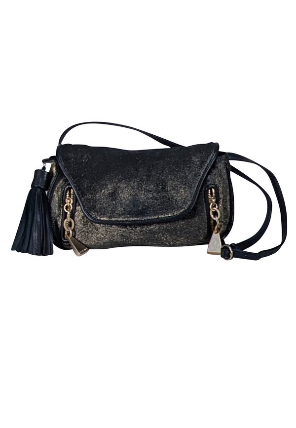 See by Chloe - Black & Gold Metallic Iridescent Baguette Shoulder Bag