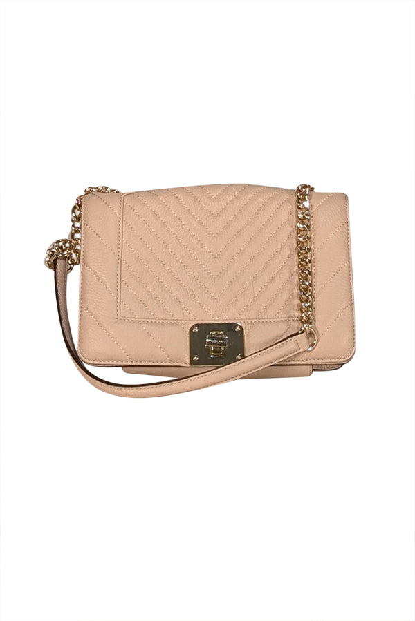 Karl Lagerfeld - Beige Chevron Quilted Leather Shoulder Bag