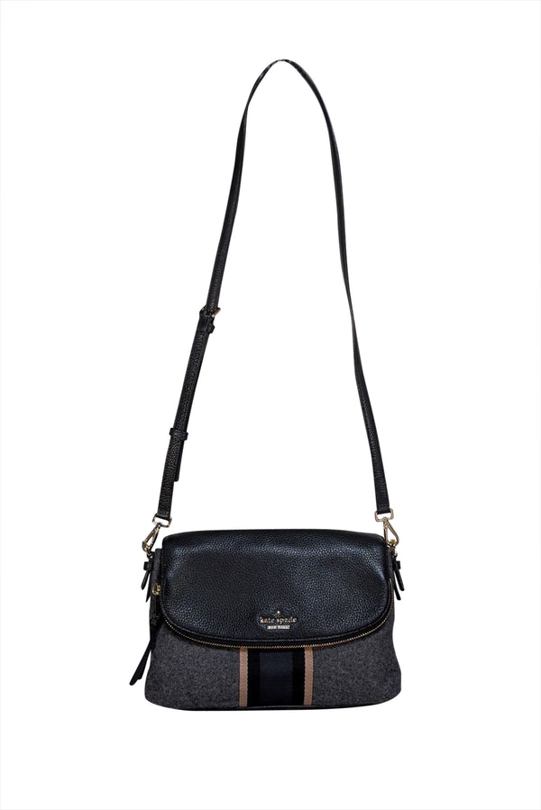 Kate Spade - Grey & Black Leather & Knit Crossbody Bag