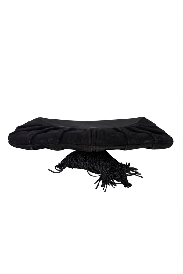 Gucci - Black Suede Gold & Silver Beading w/ Tassel Detail Vintage Clutch - Image 4