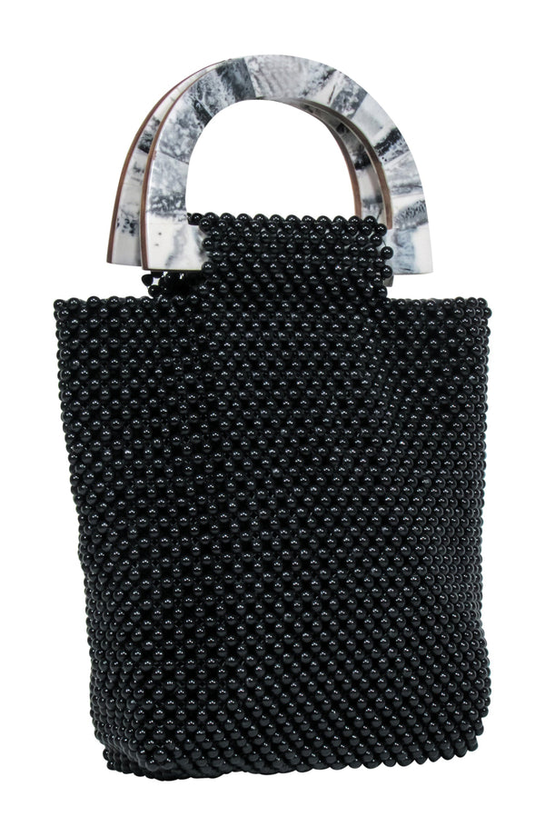 Cleobella - Black Beaded Handbag w/ Marble Handles - Image 2