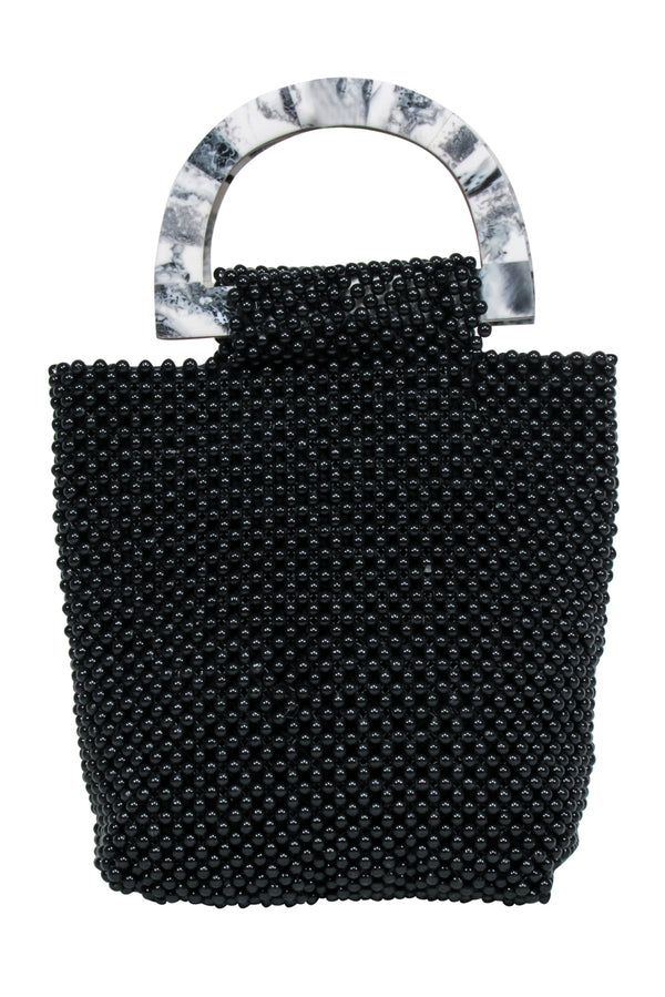 Cleobella - Black Beaded Handbag w/ Marble Handles - Image 3