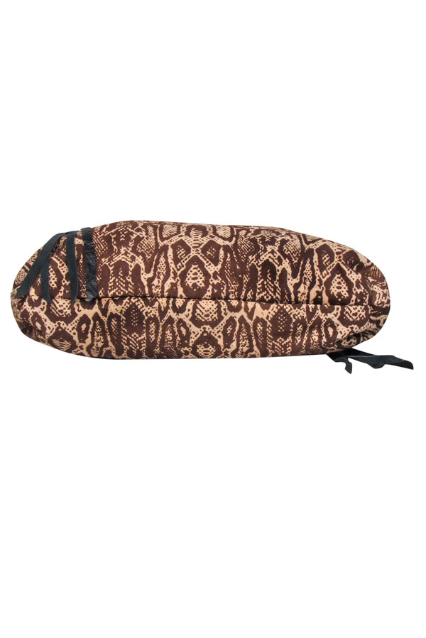 Foley & Corinna - Brown & Tan Snakeskin Print Calf Hair & Leather Hobo Bag - Image 4