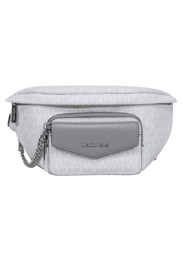 Michael Kors - White & Light Grey Maisie Logo Sling Pack
