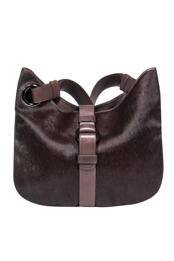 Perrin - Brown Horsehair Large Shoulder Tote