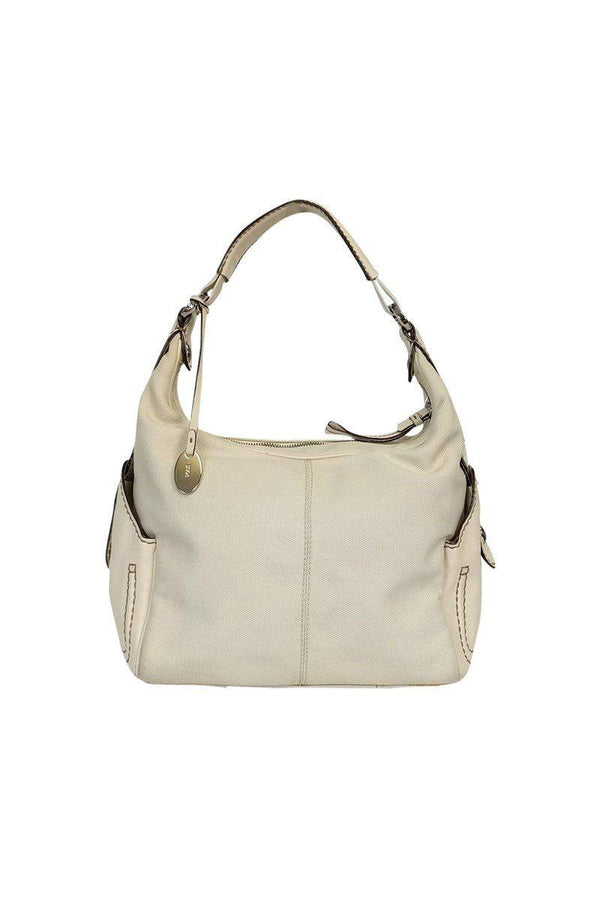 Tod's - Cream Canvas Leather Purse
